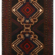 Afghan Baluchi rug pure wool pile hand knotted area rug208cm x 118cm