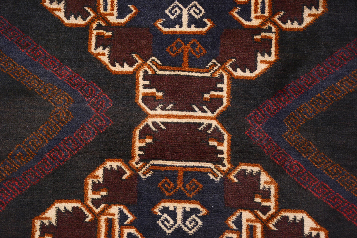 Afghan Baluchi rug pure wool pile hand knotted area rug208cm x 118cm