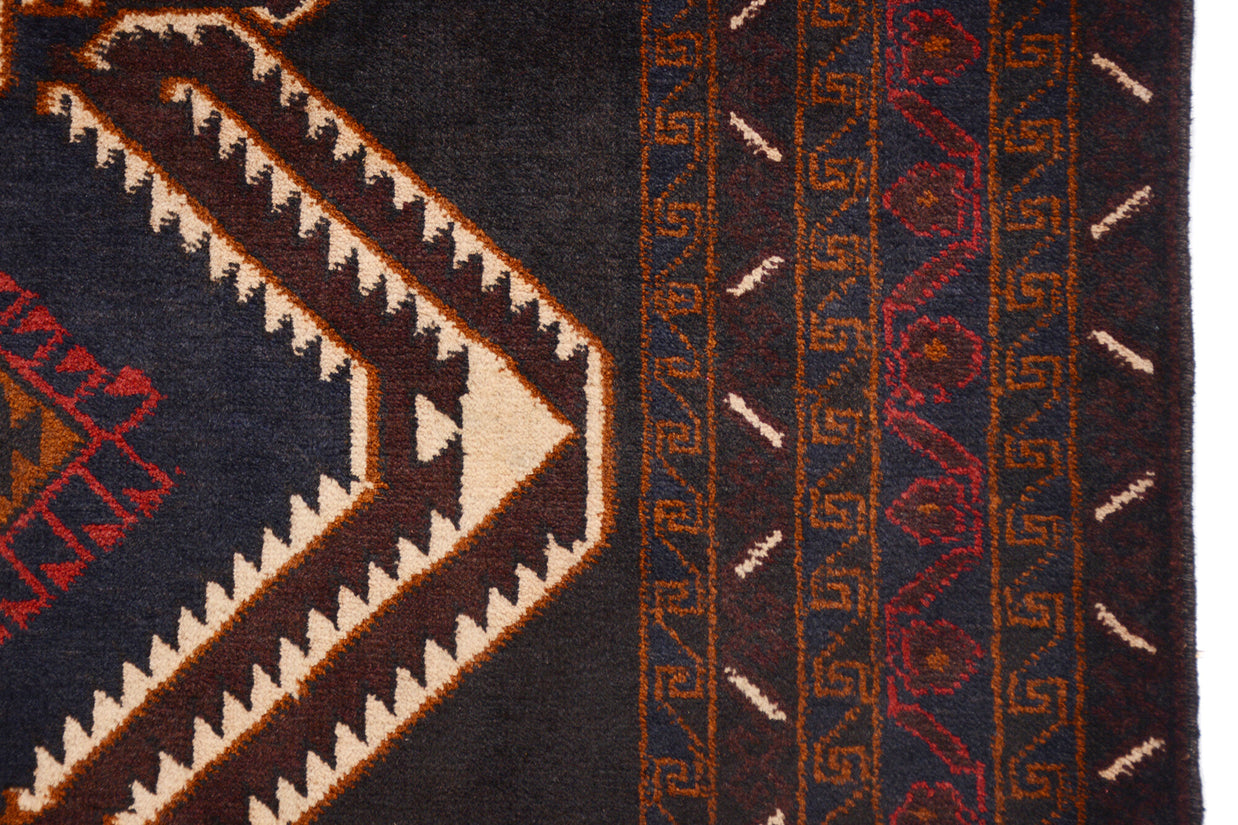 Afghan Baluchi rug pure wool pile hand knotted area rug208cm x 118cm