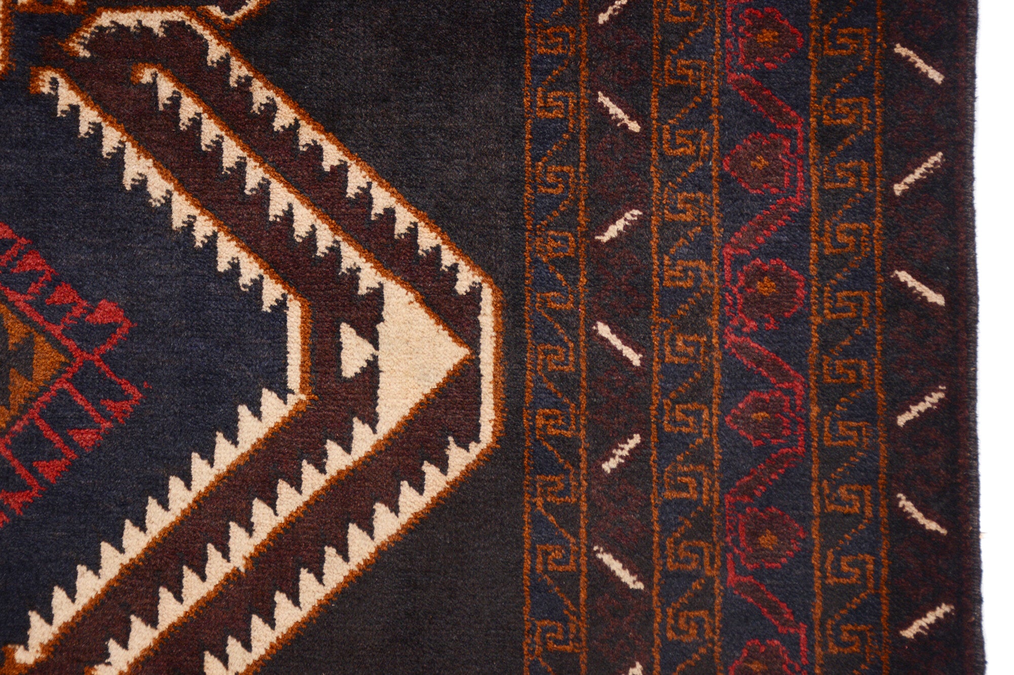 Afghan Baluchi rug pure wool pile hand knotted area rug208cm x 118cm