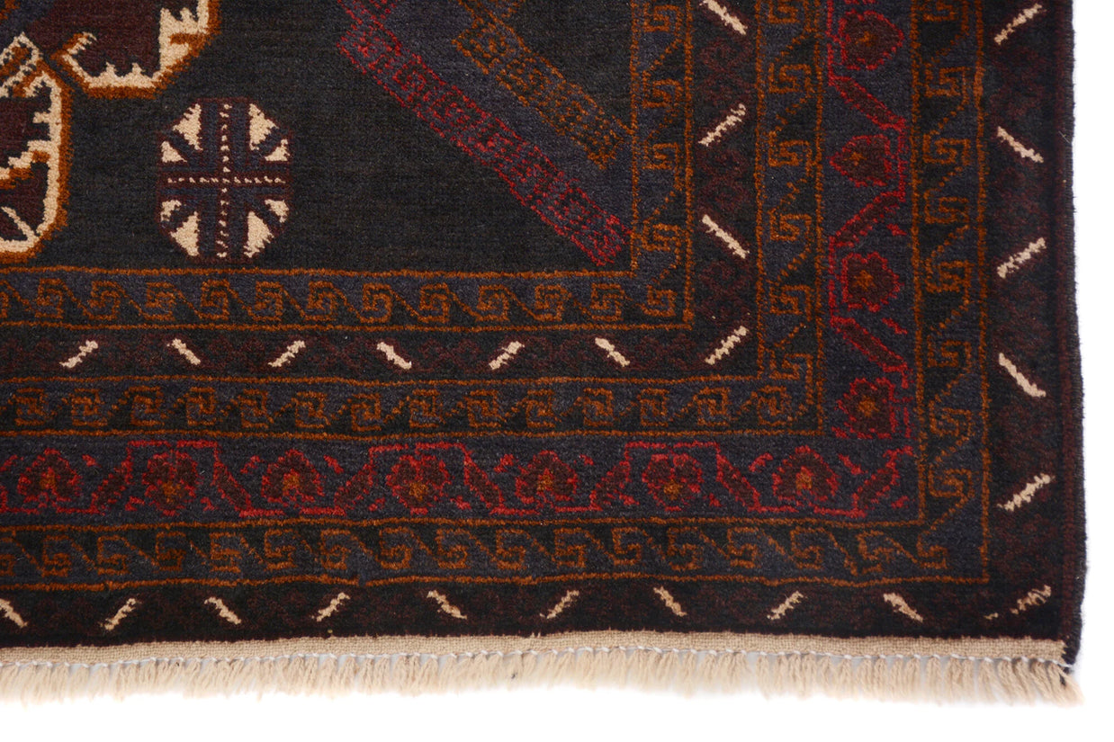 Afghan Baluchi rug pure wool pile hand knotted area rug208cm x 118cm