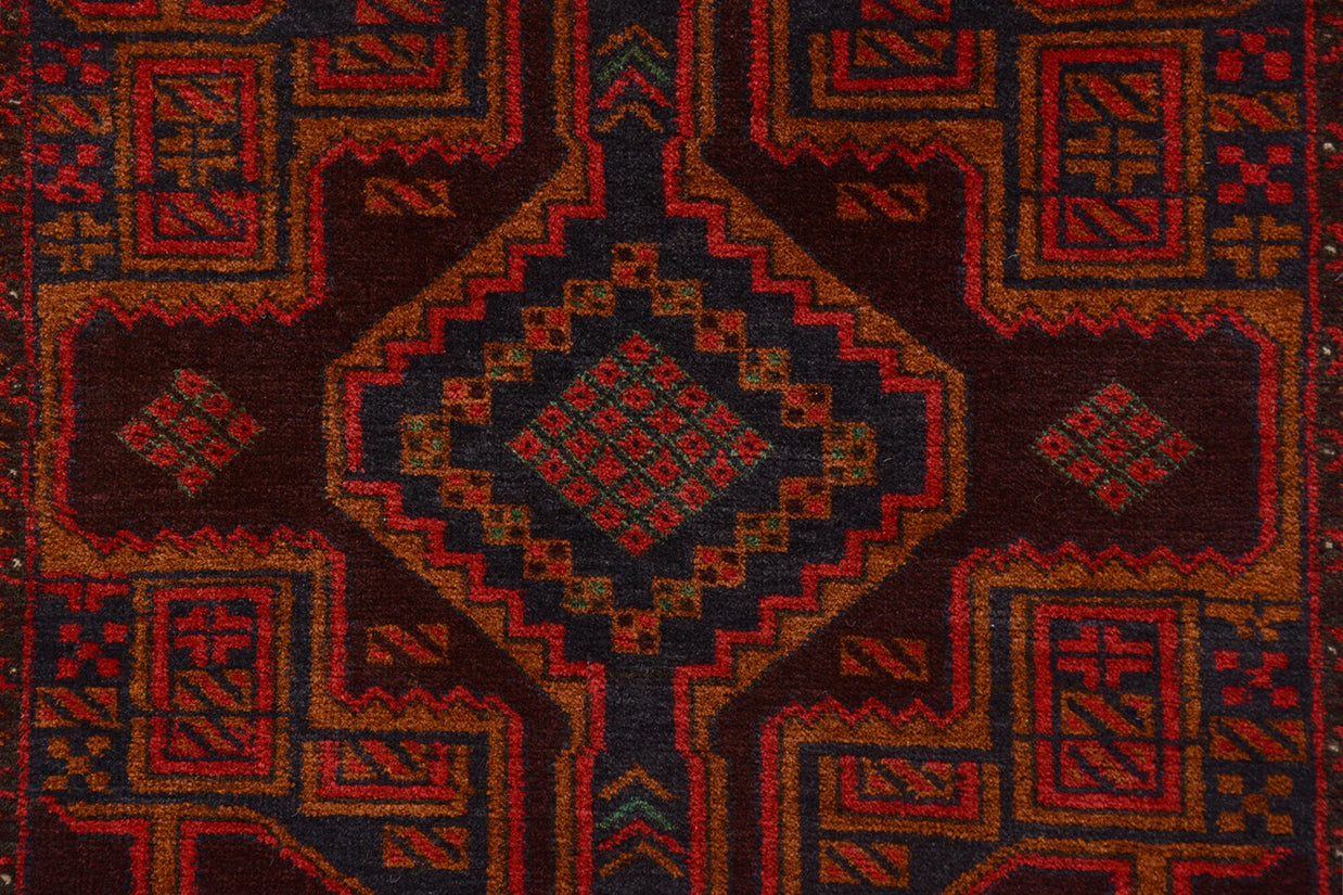 Natural dye Afghan Baluchi Pure wool pile rug 192cm x 111cm