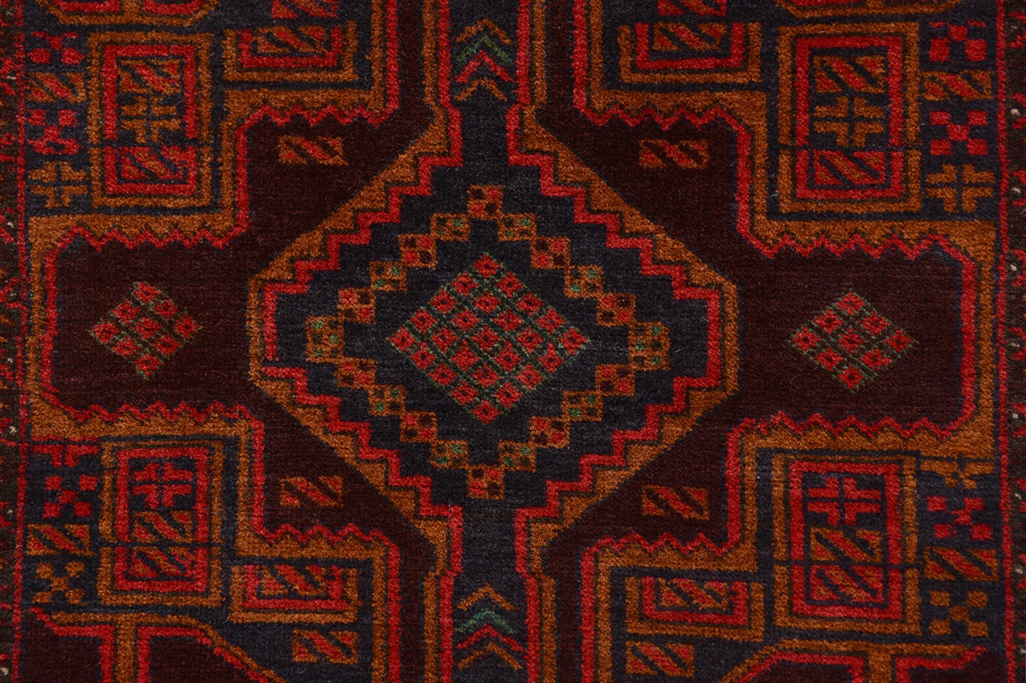 Natural dye Afghan Baluchi Pure wool pile rug 192cm x 111cm