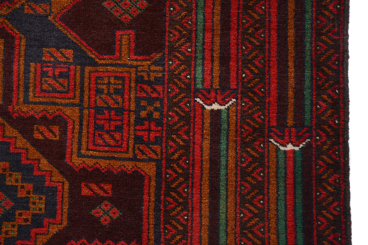 Natural dye Afghan Baluchi Pure wool pile rug 192cm x 111cm