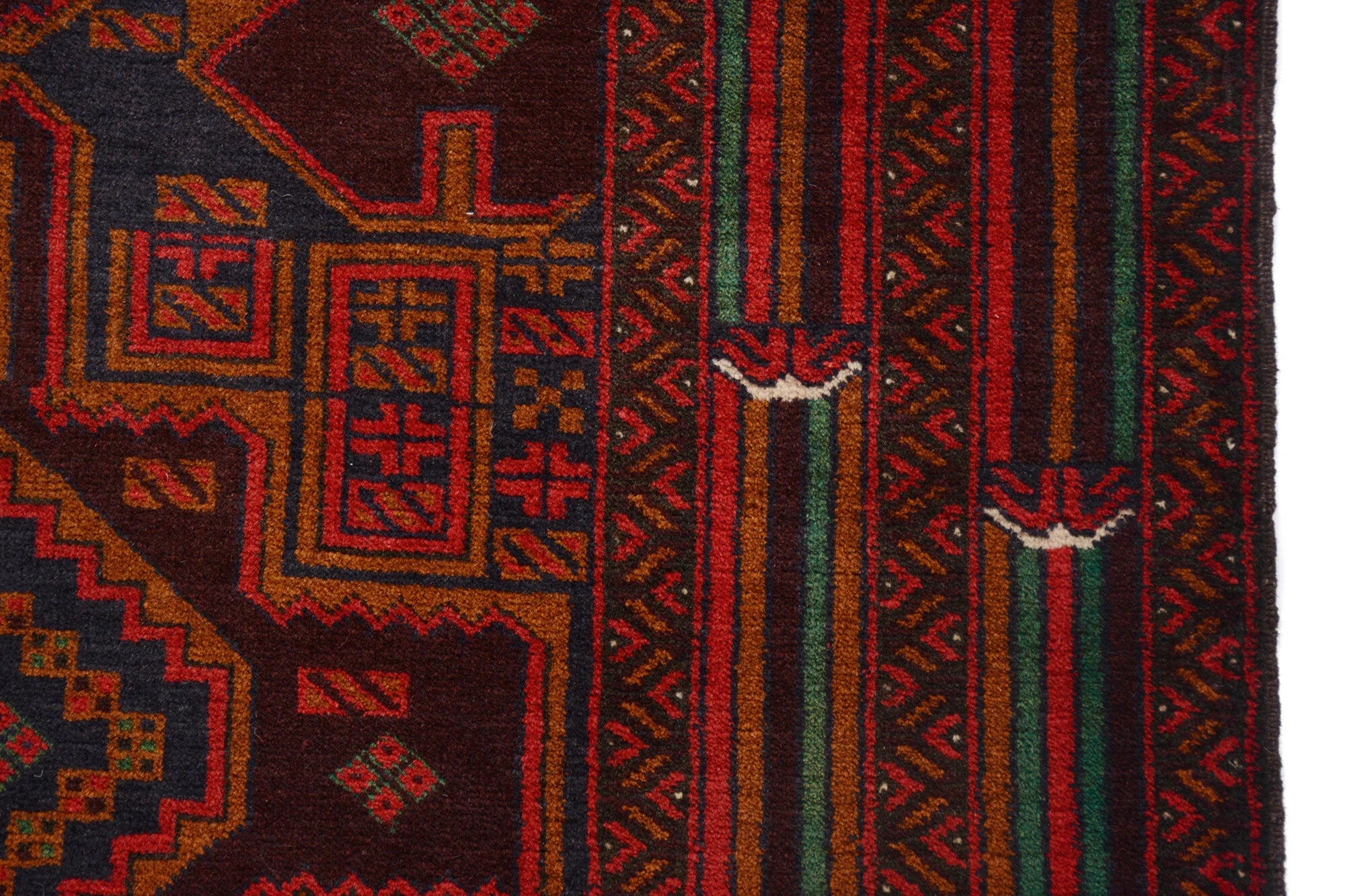 Natural dye Afghan Baluchi Pure wool pile rug 192cm x 111cm