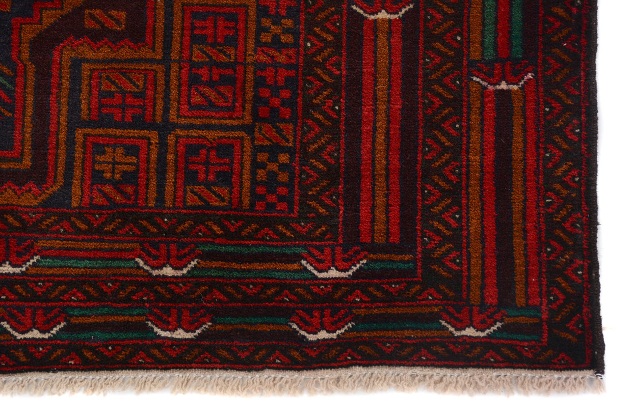 Natural dye Afghan Baluchi Pure wool pile rug 192cm x 111cm