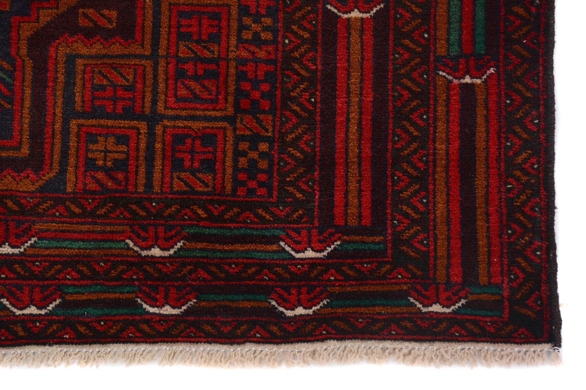 Natural dye Afghan Baluchi Pure wool pile rug 192cm x 111cm