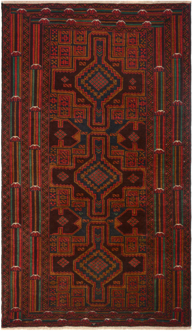 Natural dye Afghan Baluchi Pure wool pile rug 192cm x 111cm