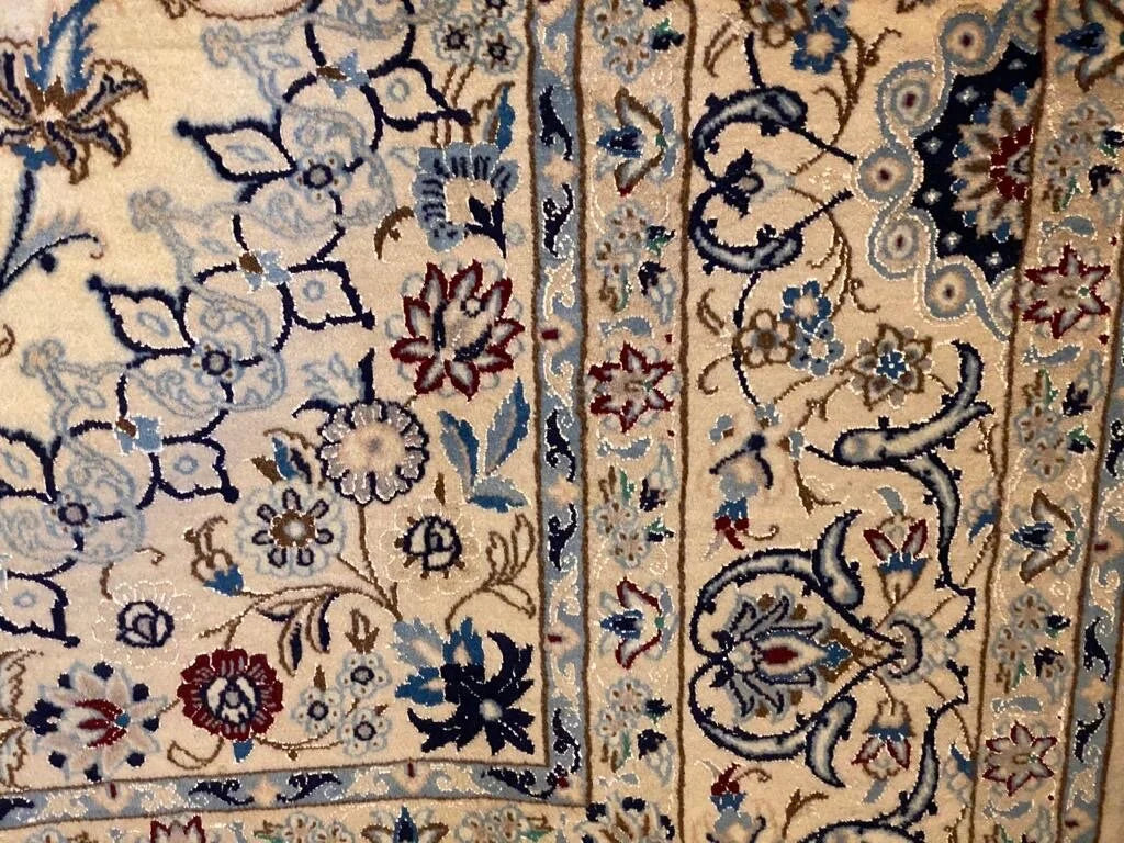 Persian Nain rug hand knotted Silk and wool pile area rug 300cm x 200cm