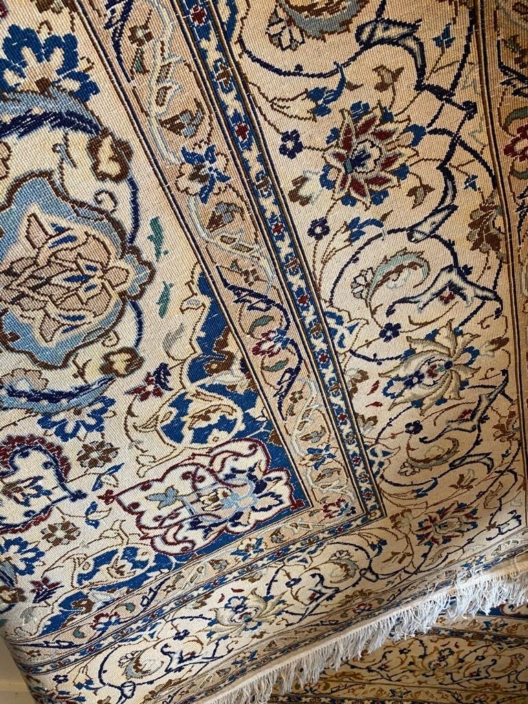 Persian Nain rug pure wool pile silk highlights hand knotted 306cm x 215cm