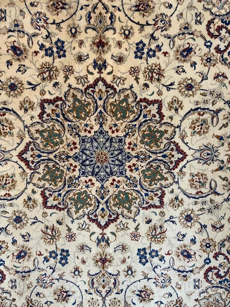 Persian Nain rug pure wool pile silk highlights hand knotted 306cm x 215cm