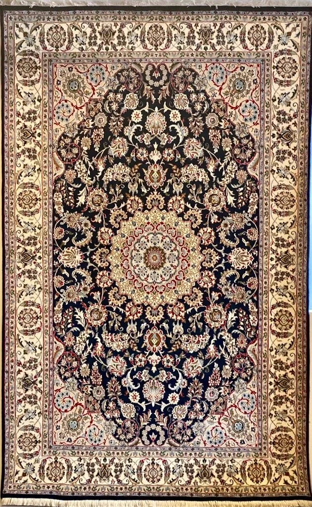 Persian Nain rug wool and silk area rug hand knotted 299cm x 189cm
