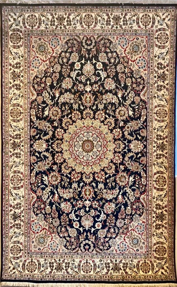 Persian Nain rug wool and silk area rug hand knotted 299cm x 189cm