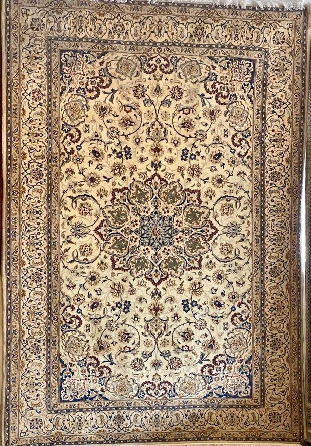 Persian Nain rug pure wool pile silk highlights hand knotted 306cm x 215cm
